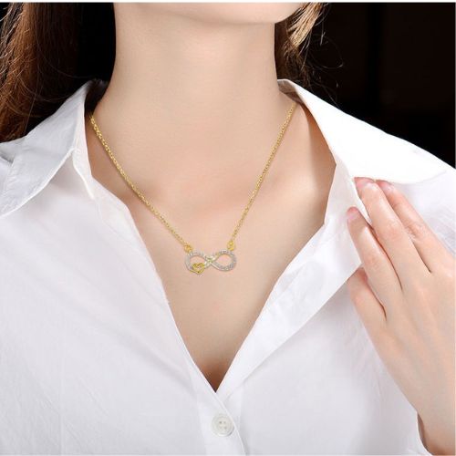 Collar Corazón Infinito en Plata 925 Chapado en Oro 18K Gold Amarillo de Alta Gama 45 cm - Imagen 2