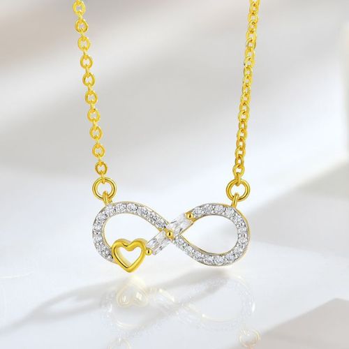 Collar Corazón Infinito en Plata 925 Chapado en Oro 18K Gold Amarillo de Alta Gama 45 cm - Imagen 3
