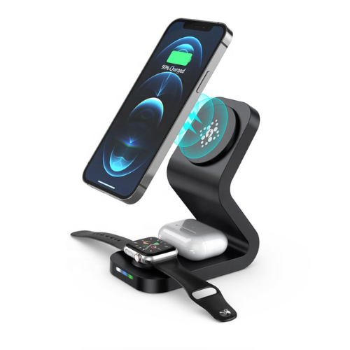 Cargador inalámbrico magnético 3 en 1, 15W: carga tu iPhone, Apple Watch y AirPods
